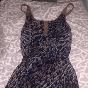 Mid length brown and navy blue dress